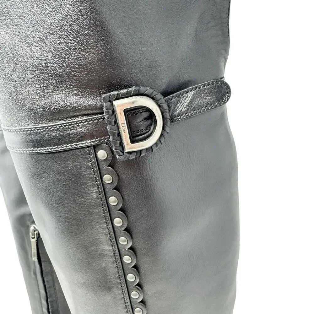 Christian Dior Galliano Ethnic Black Leather Studded OTK Boots EU 40 FW2004 Y2K